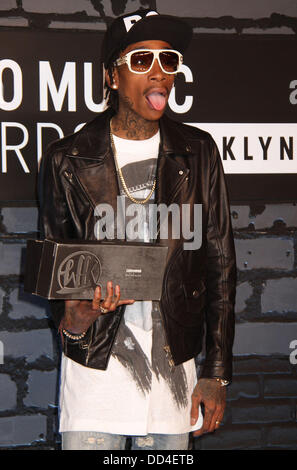 New York, New York, USA. 25th Aug, 2013. Rapper WIZ KHALIFA attends the red carpet during 'MTV 2013 Video Music Awards' held at the Barclays Center in Brooklyn, NY. Credit:  Nancy Kaszerman/ZUMAPRESS.com/Alamy Live News Stock Photo