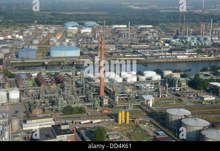 A view of the Tamoil Holborn refinery is pictured at the harbour of ...