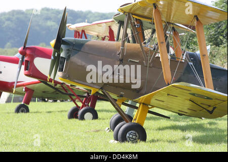 25th August 2013, Little Gransden, Cambs, UK - biplanes and antiques planes line up at the LITTLE GRANSDEN Airshow Credit:  Motofoto/Alamy Live News Stock Photo