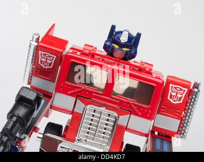 Optimus Prime Transformers Toy by Takara / Takara Tomy / Hasbro First Generation ( 1984 ) Robot action figure Autobot Stock Photo