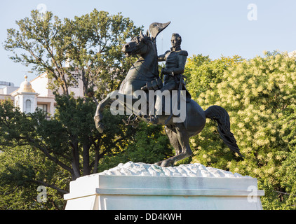 A statue of Andrew Jackson at Battle of New Orleans, Lafayette Square, Washington DC. Stock Photo