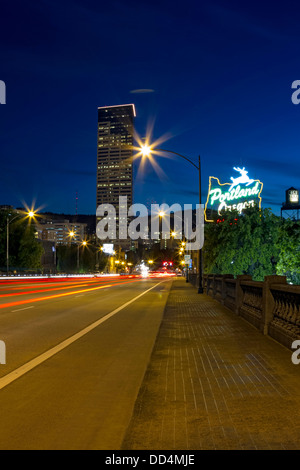 City Lights in Portland Oregon Stock Photo