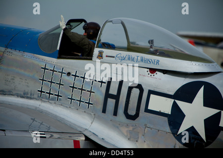 P51 US WW11 fighter on display at Duxford Classic Wings Air Display Stock Photo