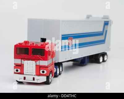 Optimus Prime Transformers Toy by Takara / Takara Tomy / Hasbro First Generation ( 1984 ) Robot action figure Autobot Stock Photo