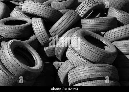 Pile of old used automotive tires Stock Photo