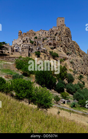 Craco, Matera, Basilicata, Italy, Italia. Village abandoned for landslide. Watch List of World Monuments Fund. EDITORIAL ONLY Stock Photo