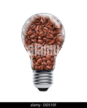 Light bulb with coffee seeds in it Stock Photo