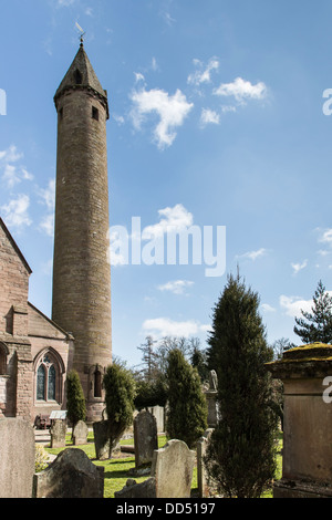 Round Tower & Cathedral at Brechin in Angus, Scotland Stock Photo