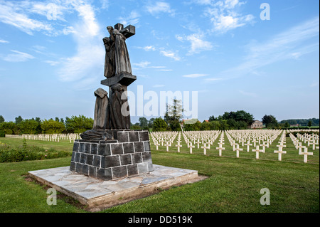 French First World War One cemetery Cimetière National Français de Saint-Charles de Potyze near Ypres, West Flanders, Belgium Stock Photo