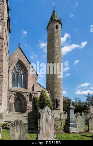 Round Tower & Cathedral at Brechin in Angus, Scotland Stock Photo