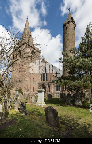 Round Tower & Cathedral at Brechin in Angus, Scotland. Stock Photo