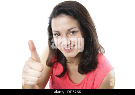 teenage girl giving thumbs up Stock Photo