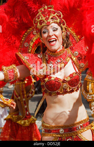 Notting Hill, UK. 26th Aug, 2013. The Notting Hill Carnival was colourful with costumes and float Credit: Keith Larby/Alamy Live News Stock Photo