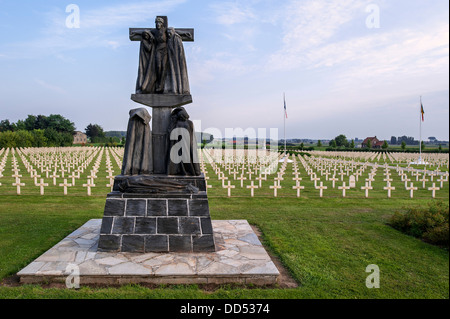 French First World War One cemetery Cimetière National Français de Saint-Charles de Potyze near Ypres, West Flanders, Belgium Stock Photo