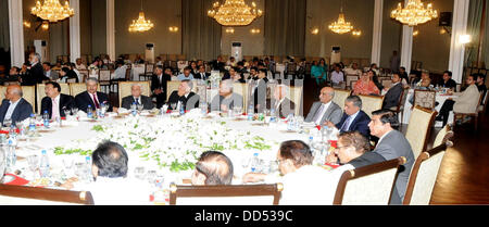 Islamabad, Pakistan. 26th Aug, 2013. President asif ali zardari addressing at dinner hosted for journalists at the aiwan-e-sadr in Pak captial   Handout by Pakistan informtion department      (Photo by PID/Deanpictures/Alamy Live News Stock Photo