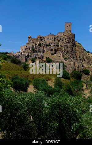 Craco, Matera, Basilicata, Italy, Italia. Village abandoned for landslide. Watch List of World Monuments Fund. EDITORIAL ONLY Stock Photo