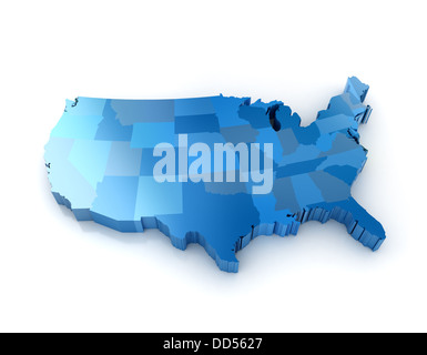 3D map of United States Of America Stock Photo