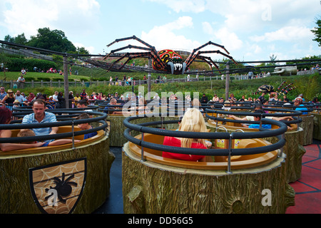 Spinning Spider a tea cups style of ride Legoland Theme Park Windsor Stock Photo