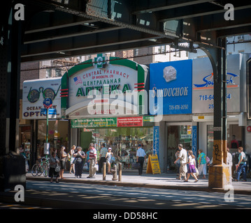 Businesses and activities in the Brighton Beach neighborhood of Brooklyn in New York Stock Photo