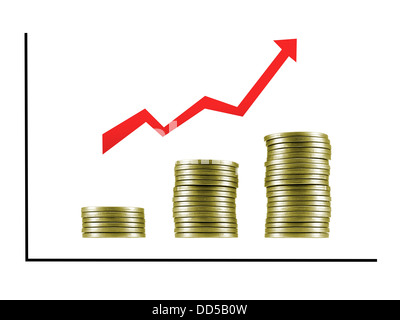 A conceptual line graph against a white background Stock Photo