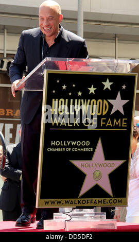 Hollywood, California, USA. 25th Aug, 2013. Vin Diesel Honored With Star On The Hollywood Walk Of Fame .Hollywood Blvd At Hollywood Roosevelt Hotel, Hollywood, CA.08/26/2013 .VIN DIESEL . 2013 Credit:  Clinton Wallace/Globe Photos/ZUMAPRESS.com/Alamy Live News Stock Photo