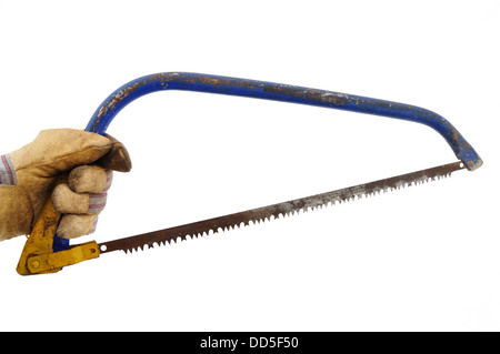 Gardener Holding a Bow Saw Stock Photo