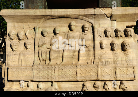 Relief carved on base of Egyptian Obelisk, Sultanahmet, Istanbul, Turkey Stock Photo