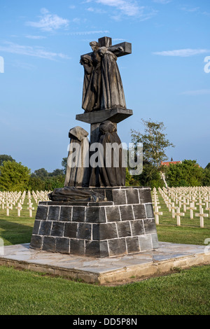 French First World War One cemetery Cimetière National Français de Saint-Charles de Potyze near Ypres, West Flanders, Belgium Stock Photo