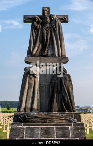 French First World War One cemetery Cimetière National Français de Saint-Charles de Potyze near Ypres, West Flanders, Belgium Stock Photo