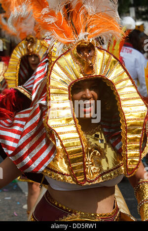 Notting Hill, UK. 26th Aug, 2013. Egytian costumes on show at the Notting Hill carnival. Credit: Keith Larby/Alamy Live News Stock Photo
