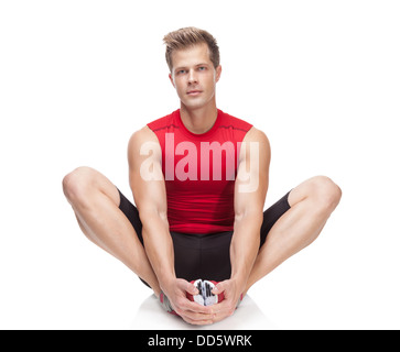 Stretching after exercise Stock Photo