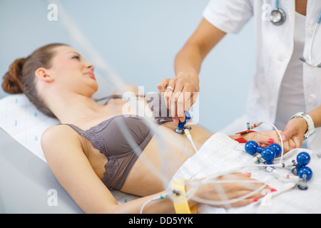 Patient with electrocardiogram Stock Photo