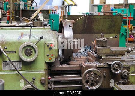 Old lathe in workshop of the plant Stock Photo