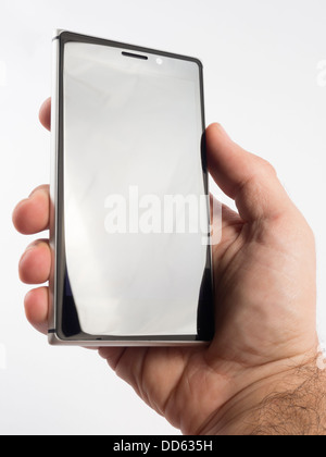 Hand holding smartphone Stock Photo
