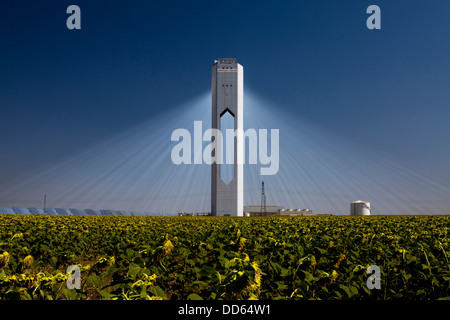 The Planta Solar 20 (PS20) THERMAL SOLAR TOWER  is a solar thermal energy plant in Sanlucar la Mayor near Seville in  Spain Stock Photo