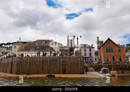 Horizontal view of Town Quay in Fowey on a sunny day. Stock Photo