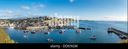 Panoramic view of Mevagissey in Cornwall and its harbour Stock Photo