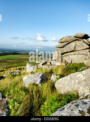 At the top of Kilmar Tor on Bodmin Moor in Cornwall Stock Photo