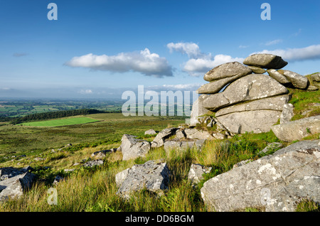 At the top of Kilmar Tor on Bodmin Moor in Cornwall Stock Photo