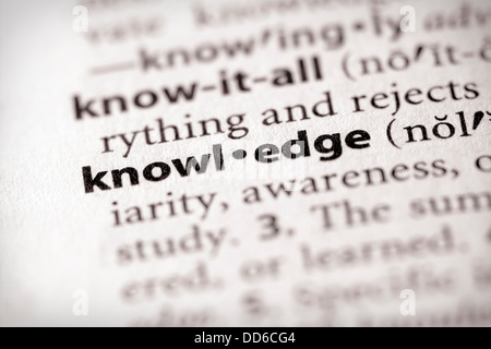 Selective focus on the word "knowledge". Many more word photos in my portfolio... Stock Photo