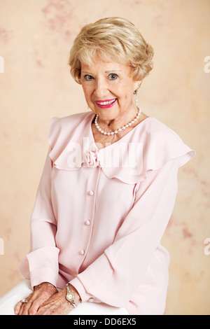 Portrait of a beautiful blond senior woman in her eighties.  Stock Photo