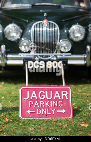 Jaguar parking only sign at an English car show Stock Photo