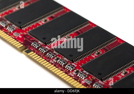 Close-up of computer RAM module on white Stock Photo