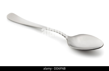 Steel teaspoon isolated on white Stock Photo