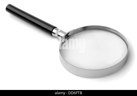 Magnifying glass isolated on white Stock Photo