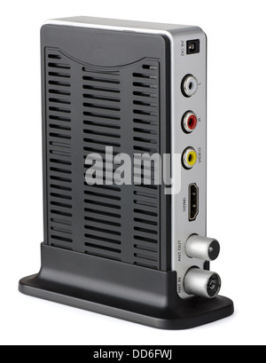 HDMI digital terrestrial TV receiver isolated on white Stock Photo