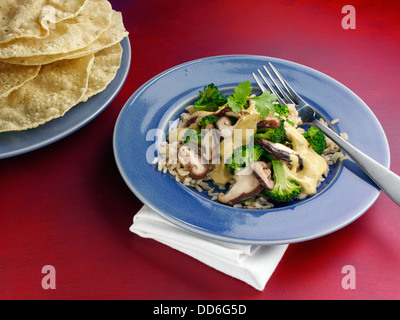 Vegan vegetable tofu shitake mushroom curry Stock Photo