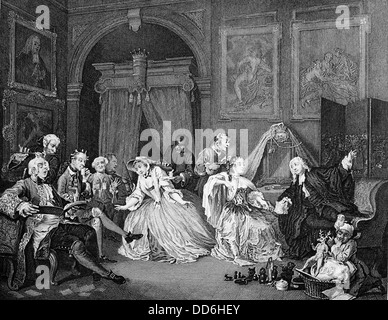 Marriage a la Mode. The Toilette Scene. From the original by William Hogarth. Engraved by Armstrong. Stock Photo