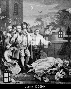 The four stages of cruelty . Cruelty in Perfection. Engraved by J.Romney from the original by William Hogarth. Stock Photo