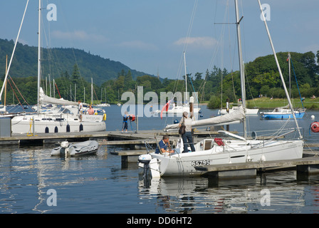 Messing about in boats, at Ferry Nab, Lake Windermere, Bowness, Lake District National Park, Cumbria, England UK Stock Photo